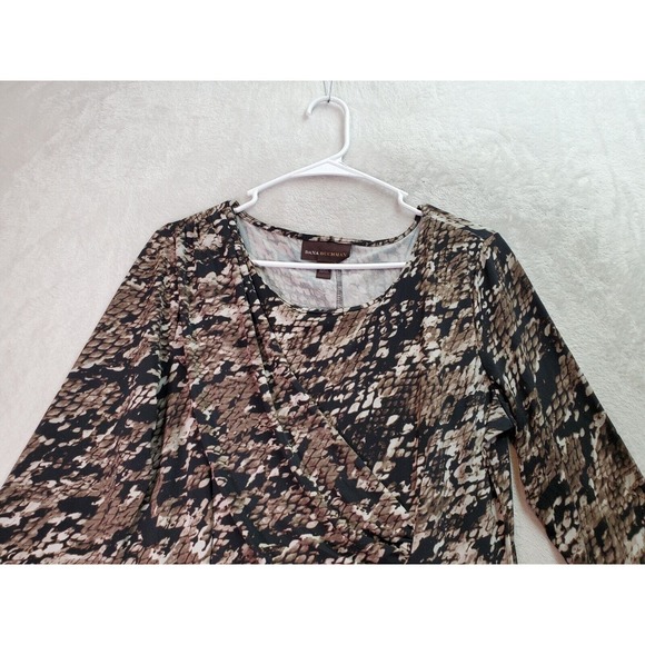Dana Buchman Sheath Dress Womens‎ Medium Black Brown Snakeskin Print Round Neck - Picture 4 of 10